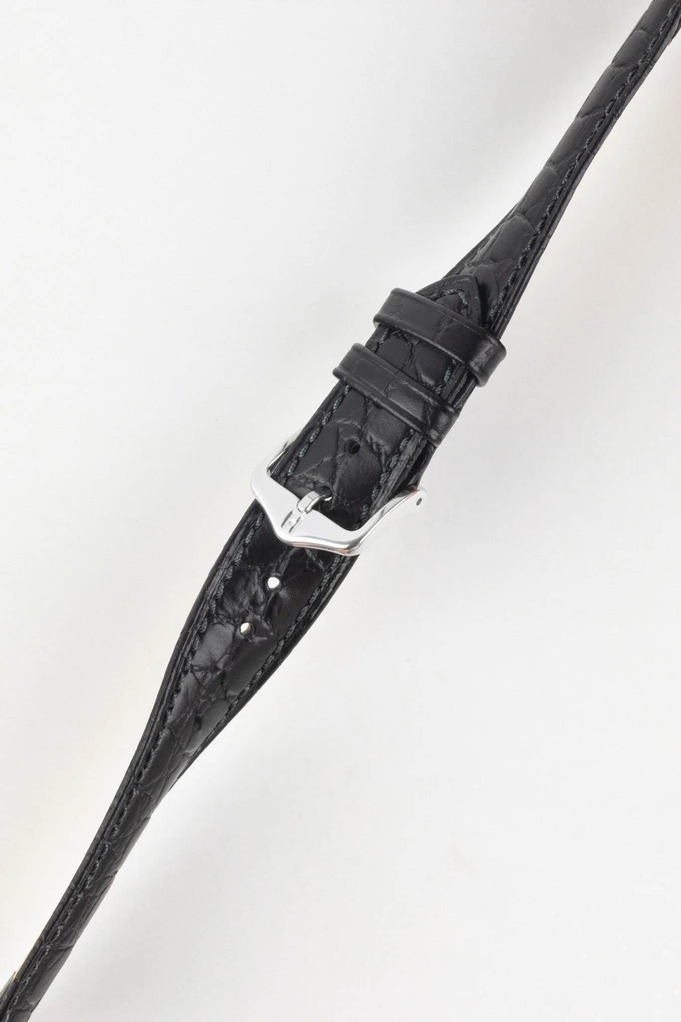 Hirsch ARISTOCRAT Croco-Embossed Leather Watch Strap in BLACK - Image 5