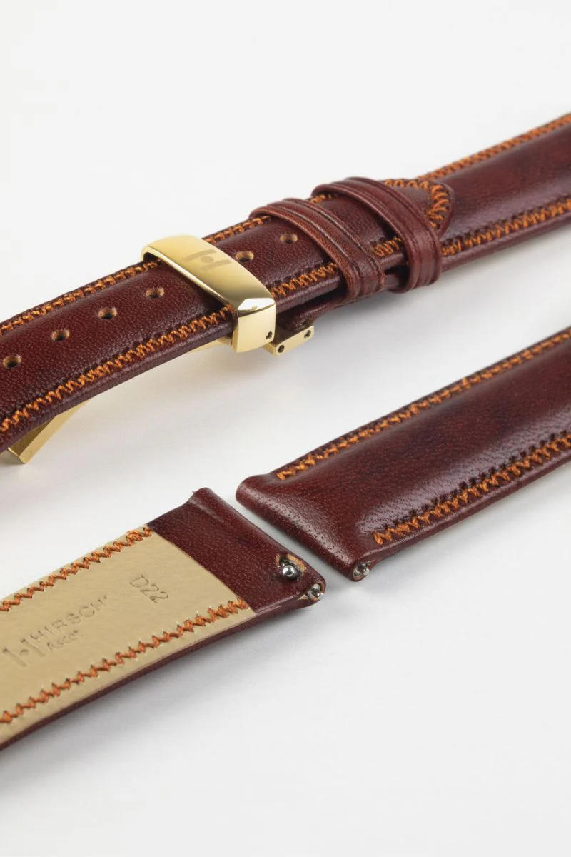 Hirsch ASCOT English Leather Watch Strap in GOLD BROWN - Image 11