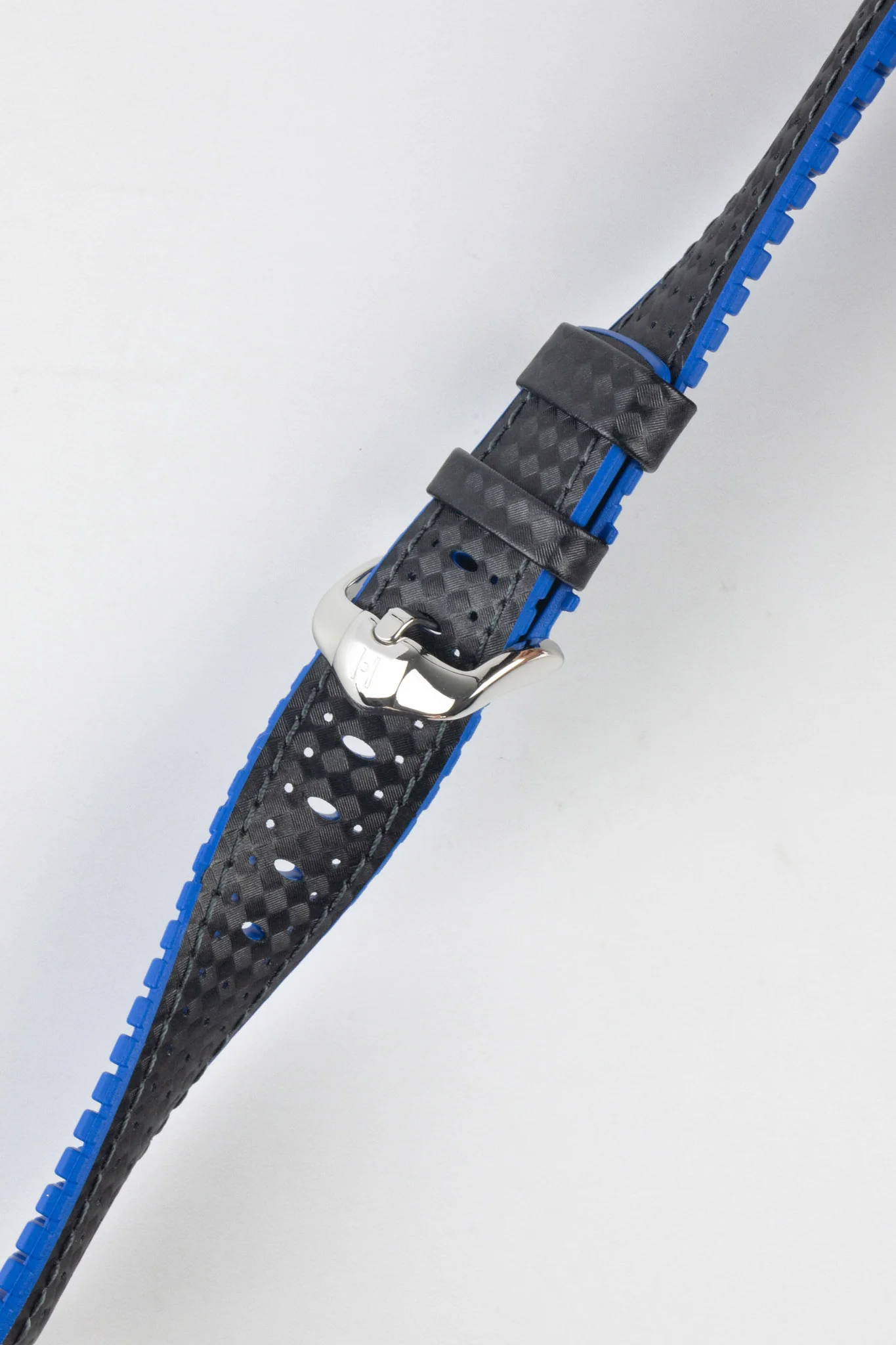 Hirsch AYRTON Carbon Embossed Performance Watch Strap in BLACK / BLUE - Image 5