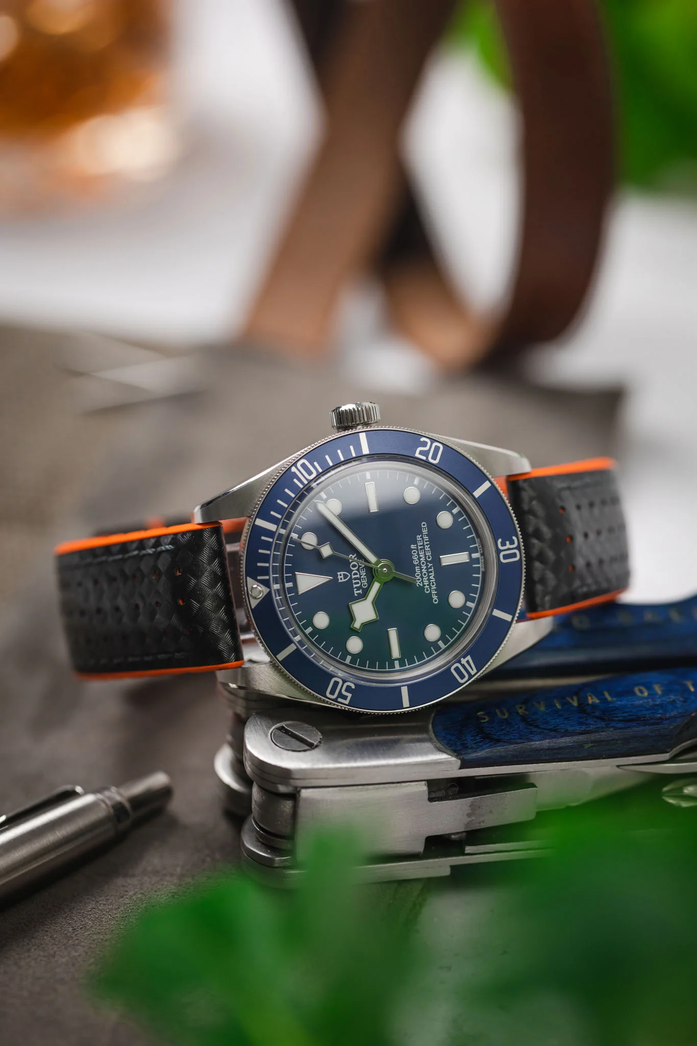 Hirsch AYRTON Carbon Embossed Performance Watch Strap in BLACK / ORANGE - Image 4