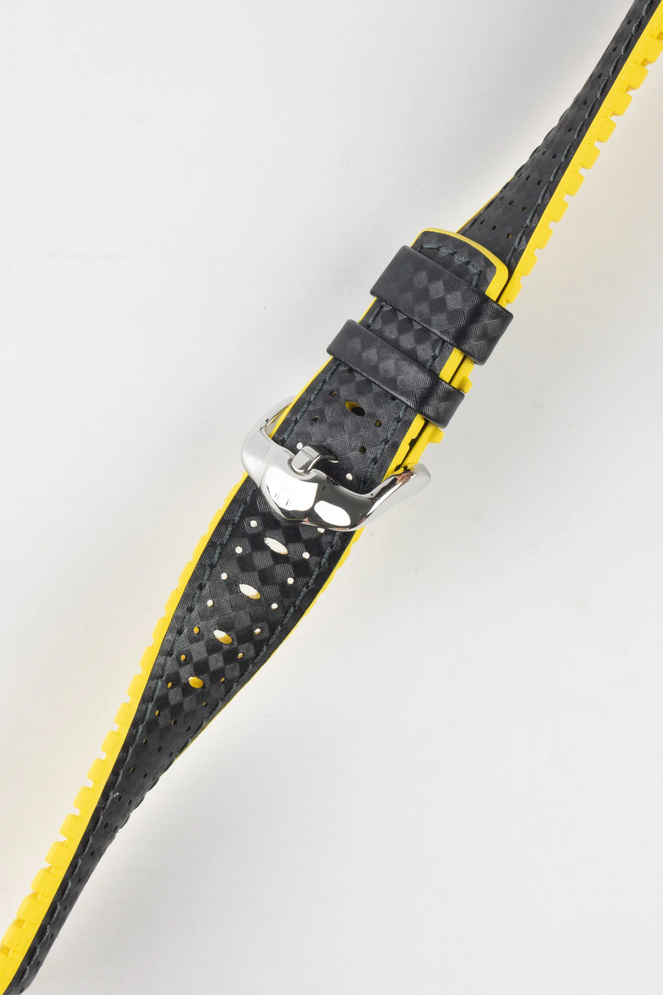 Hirsch AYRTON Carbon Embossed Performance Watch Strap in BLACK / YELLOW - Image 5