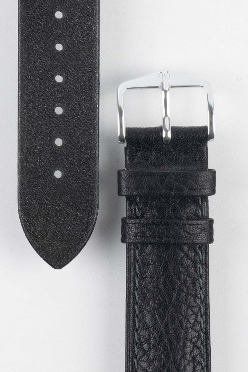 Hirsch CAMELGRAIN No Allergy Leather Watch Strap in BLACK - Image 3