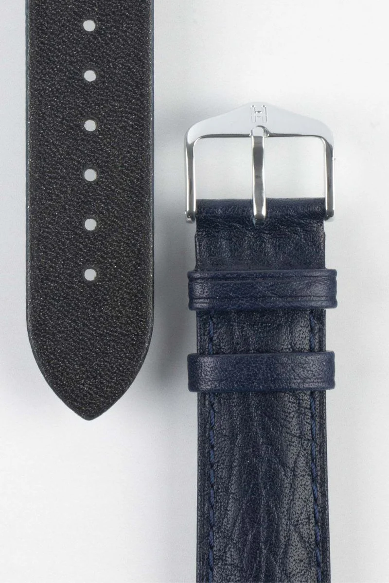 Hirsch CAMELGRAIN No Allergy Leather Watch Strap in BLUE - Image 3