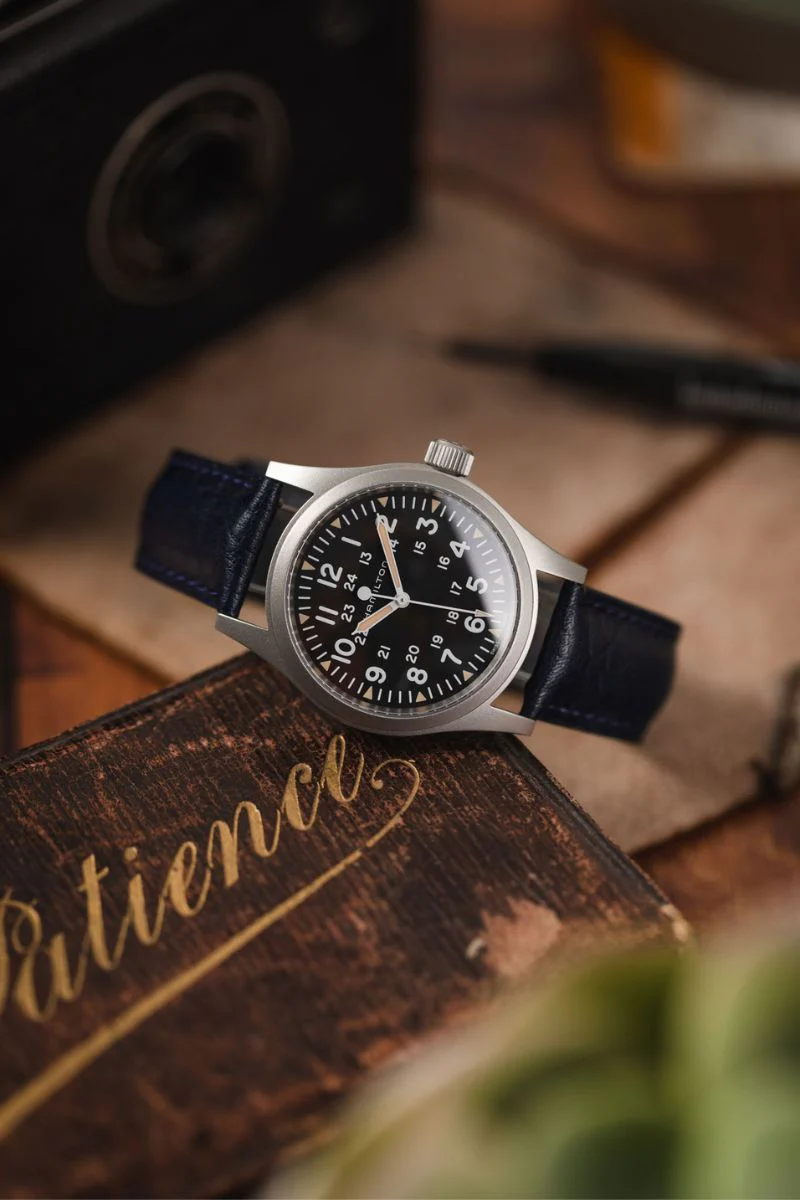 Hirsch CAMELGRAIN No Allergy Leather Watch Strap in BLUE - Image 4