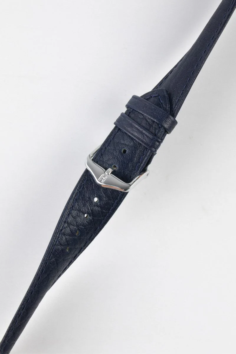 Hirsch CAMELGRAIN No Allergy Leather Watch Strap in BLUE - Image 5