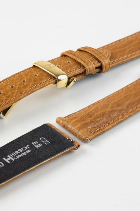 Hirsch CAMELGRAIN No Allergy Leather Watch Strap in HONEY - Image 10
