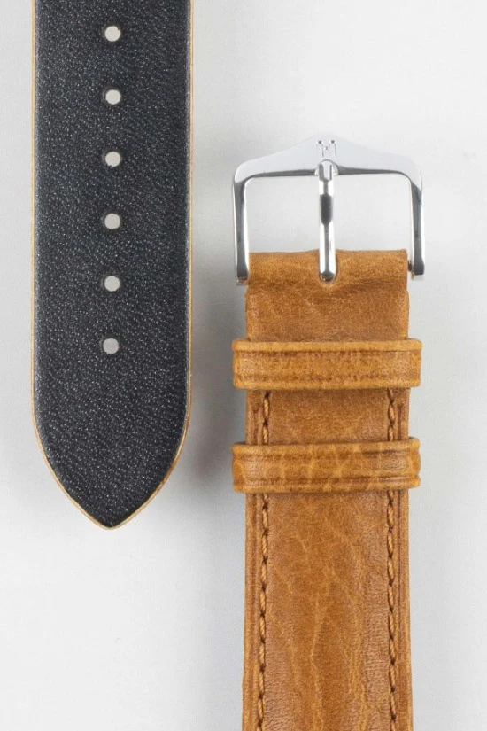 Hirsch CAMELGRAIN No Allergy Leather Watch Strap in HONEY - Image 3