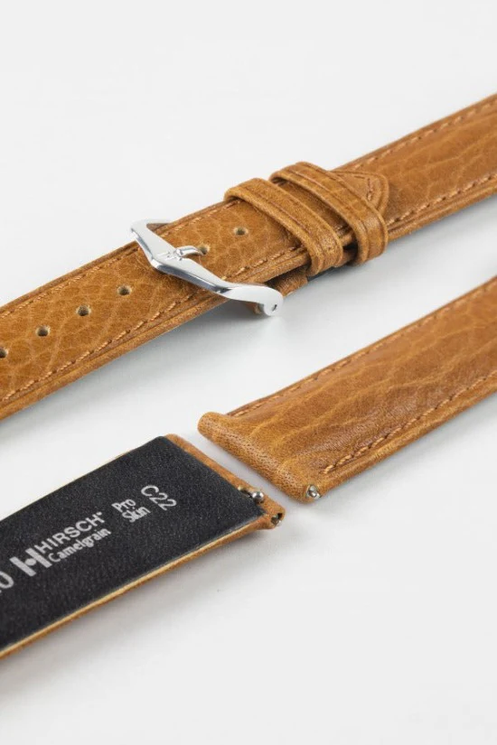 Hirsch CAMELGRAIN No Allergy Leather Watch Strap in HONEY - Image 7