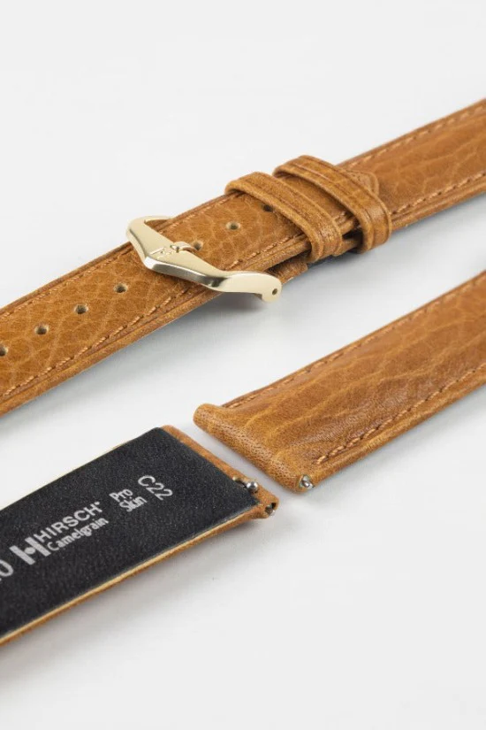 Hirsch CAMELGRAIN No Allergy Leather Watch Strap in HONEY - Image 8