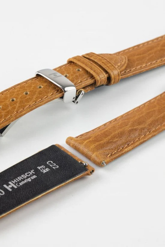 Hirsch CAMELGRAIN No Allergy Leather Watch Strap in HONEY - Image 9