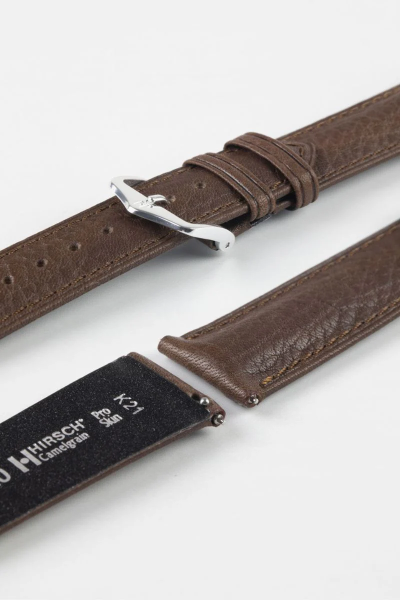 Hirsch CAMELGRAIN No Allergy Leather Watch Strap in BROWN - Image 7