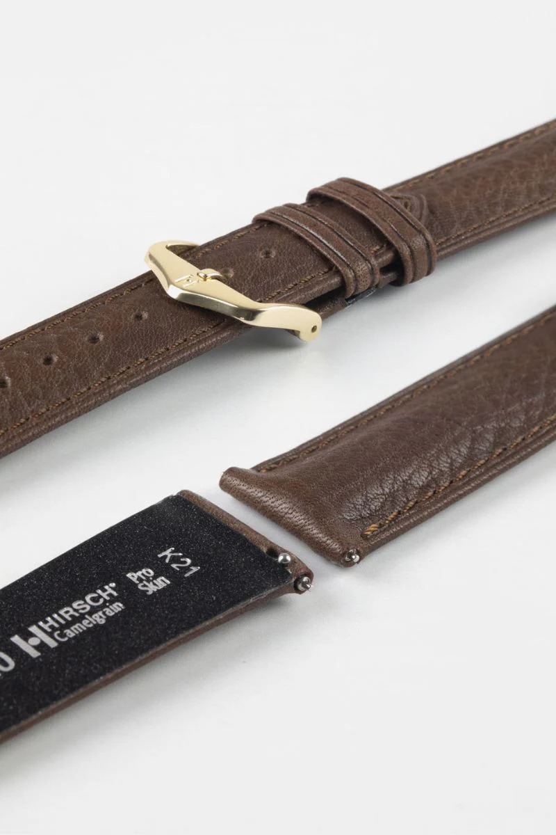 Hirsch CAMELGRAIN No Allergy Leather Watch Strap in BROWN - Image 8