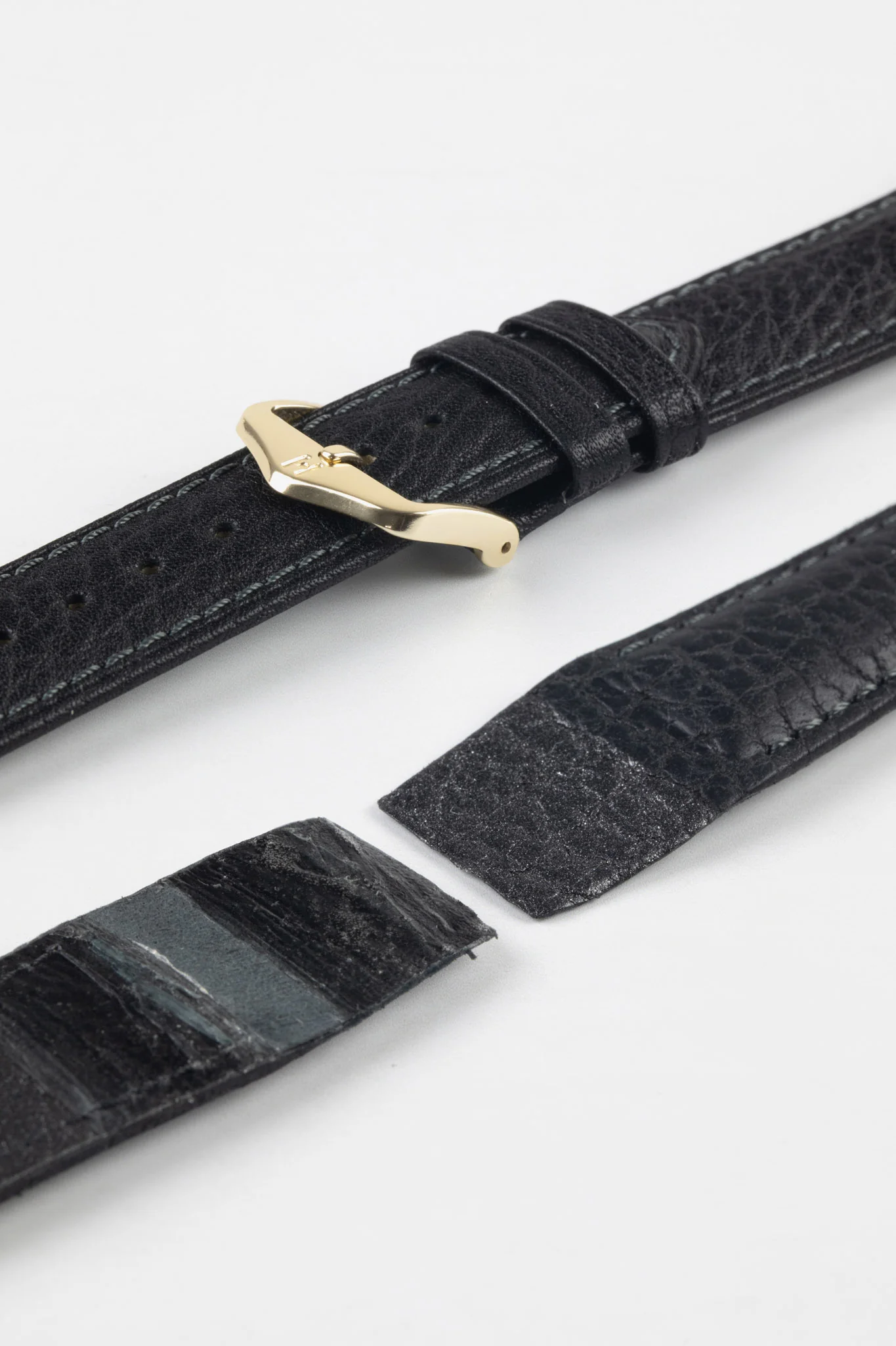 Hirsch CAMELGRAIN Open-Ended No-Allergy Leather Watch Strap in BLACK - Image 5
