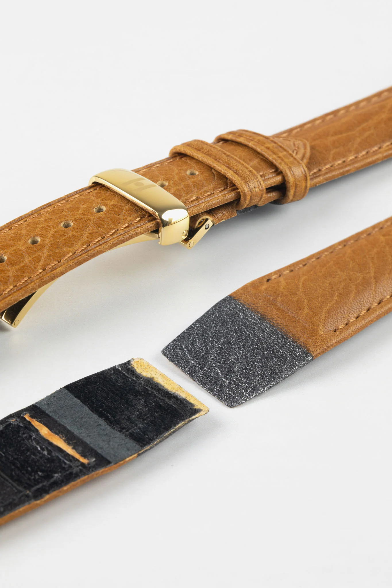 Hirsch CAMELGRAIN Open-Ended No-Allergy Leather Watch Strap in HONEY - Image 10