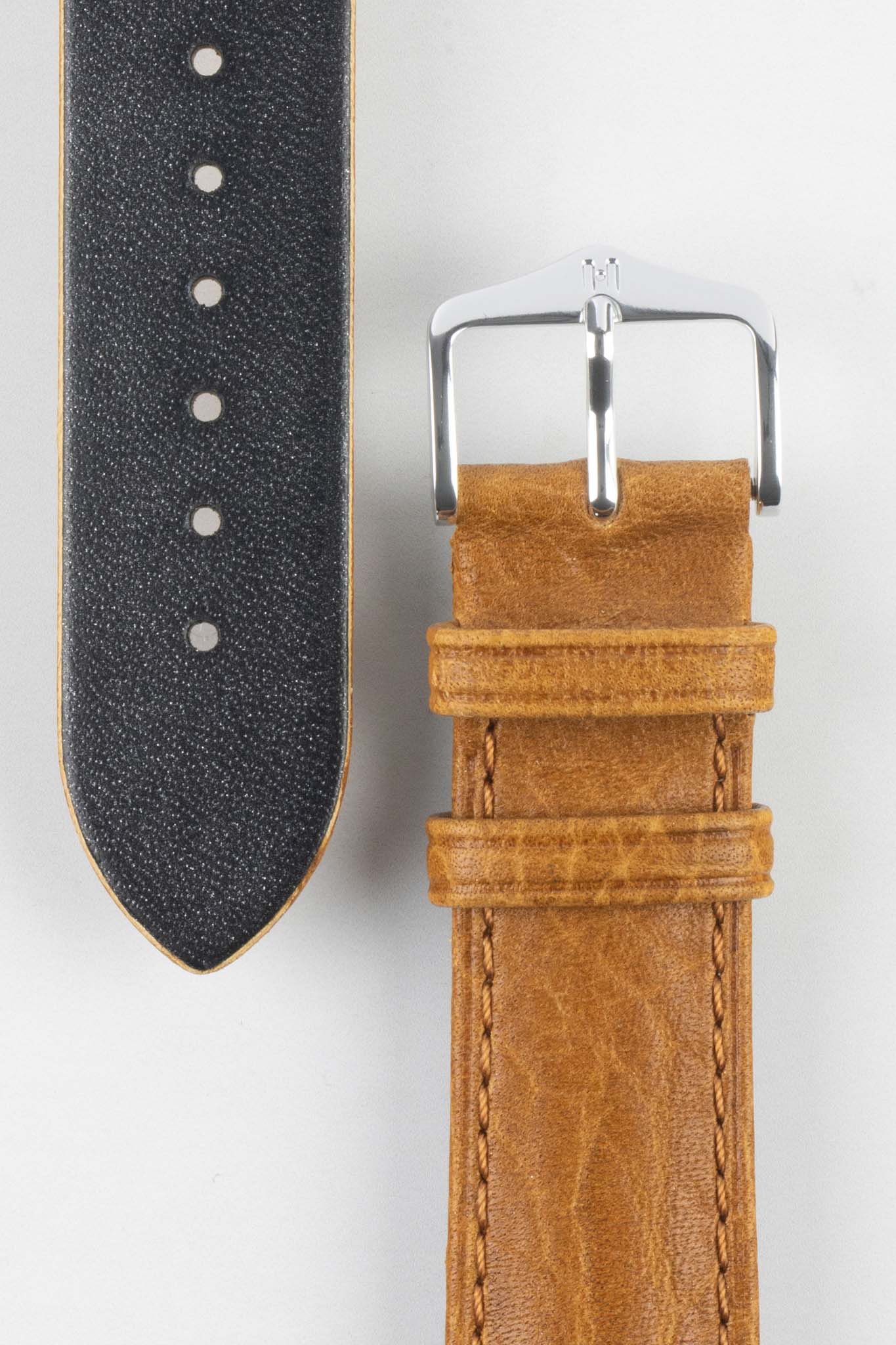 Hirsch CAMELGRAIN Open-Ended No-Allergy Leather Watch Strap in HONEY - Image 3