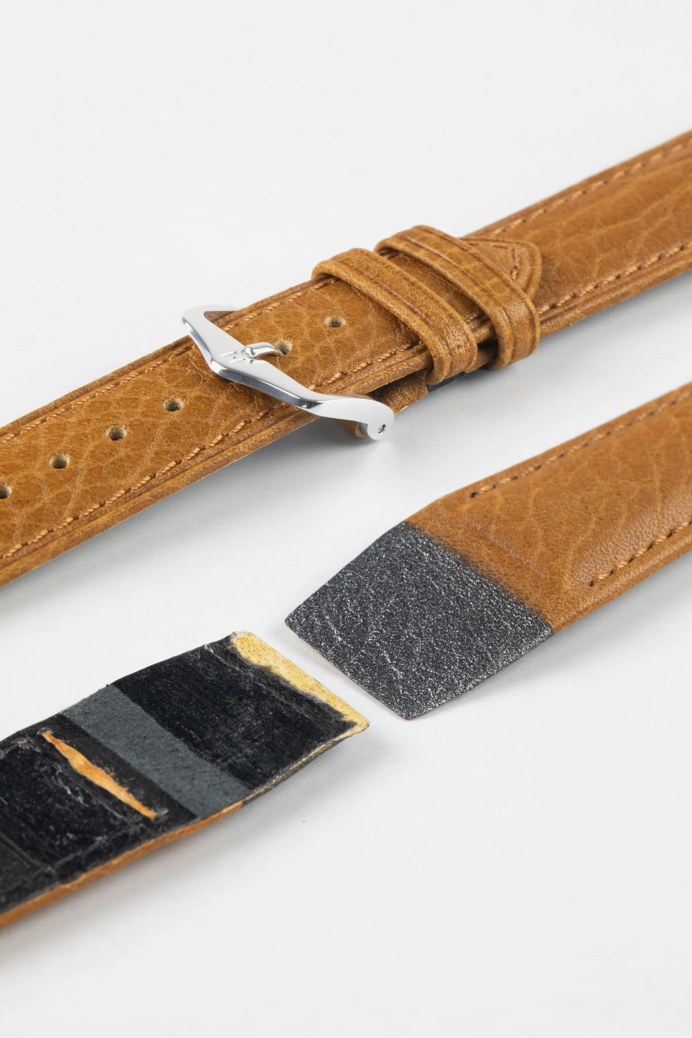 Hirsch CAMELGRAIN Open-Ended No-Allergy Leather Watch Strap in HONEY - Image 7
