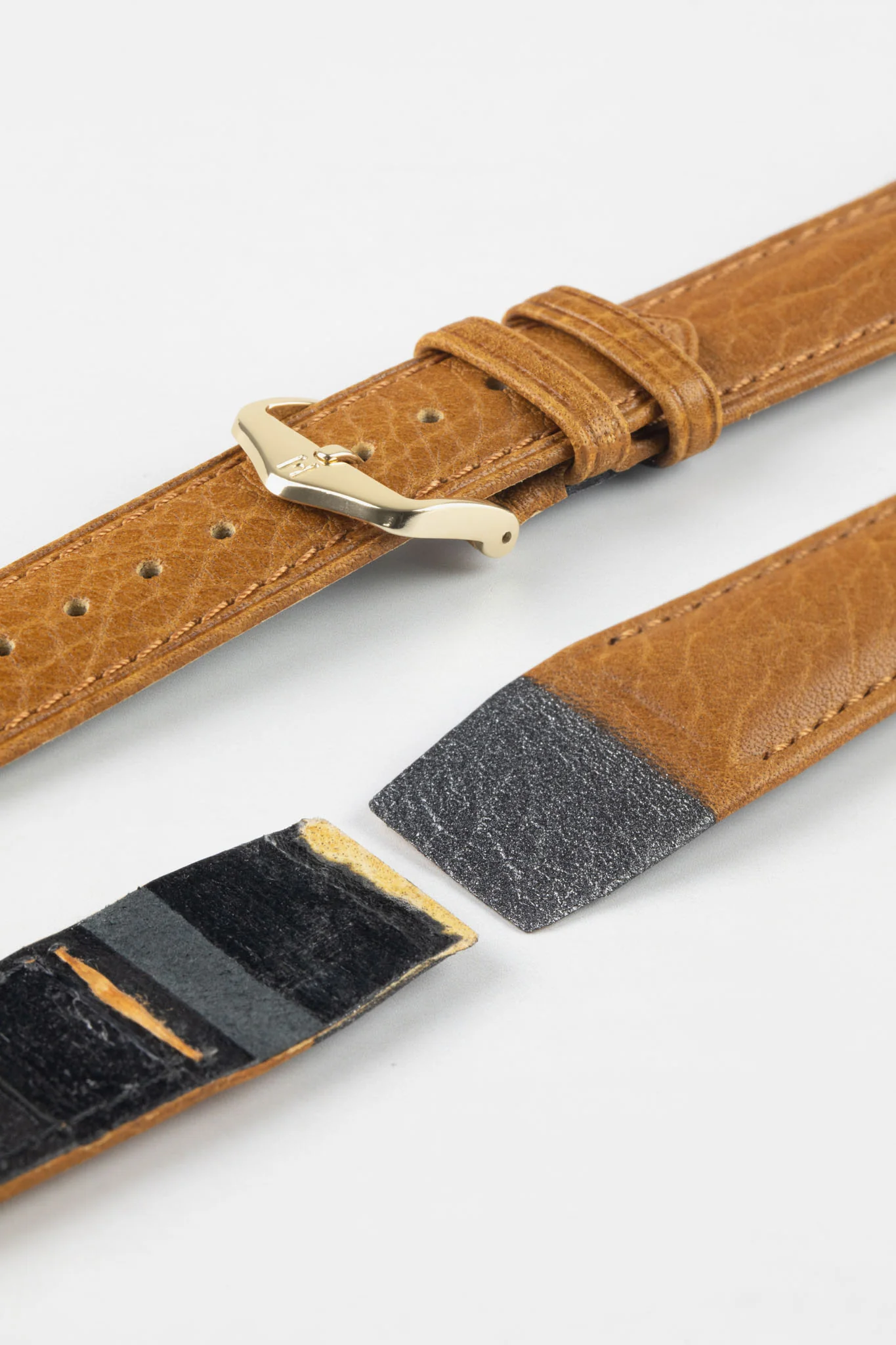 Hirsch CAMELGRAIN Open-Ended No-Allergy Leather Watch Strap in HONEY - Image 8