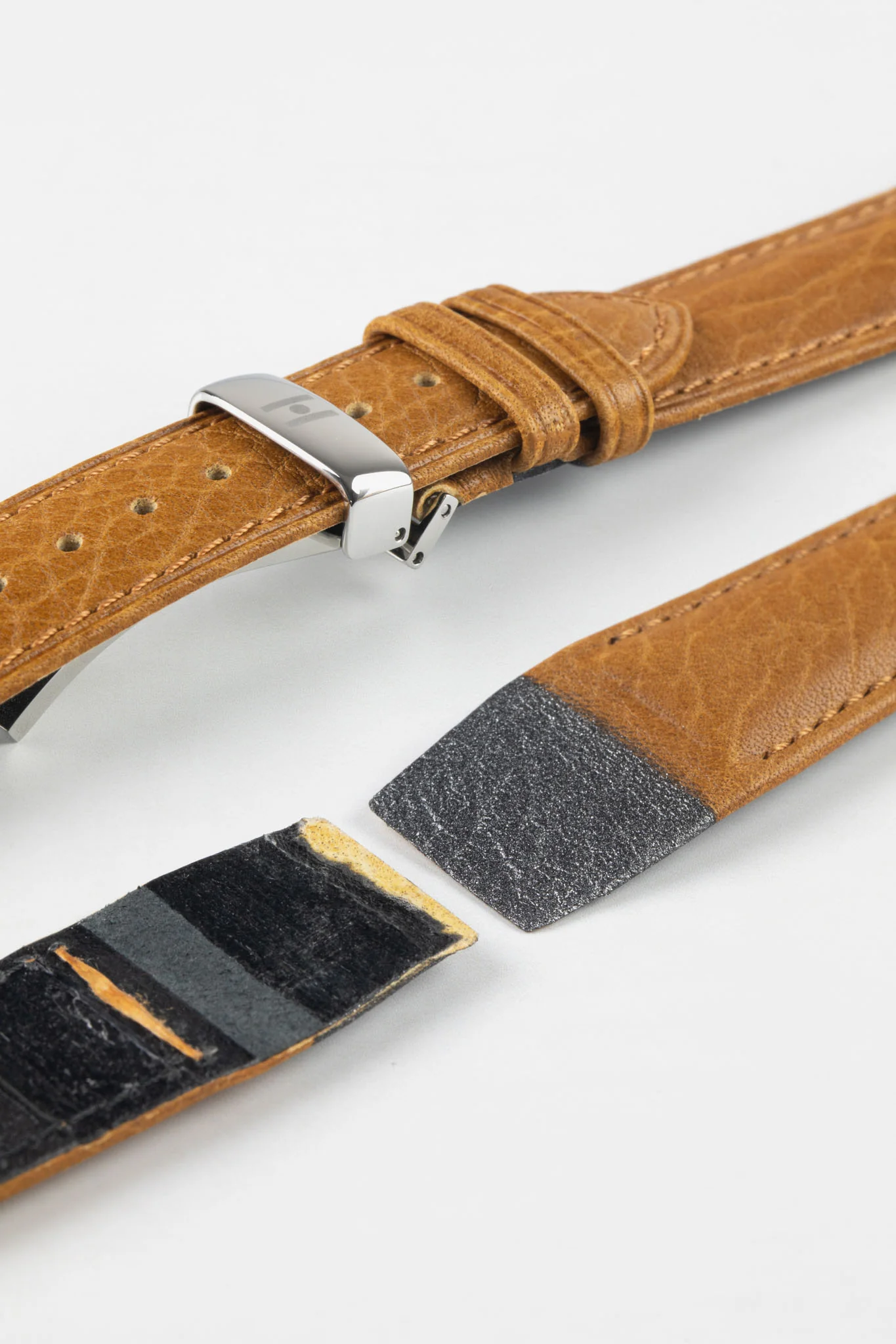 Hirsch CAMELGRAIN Open-Ended No-Allergy Leather Watch Strap in HONEY - Image 9