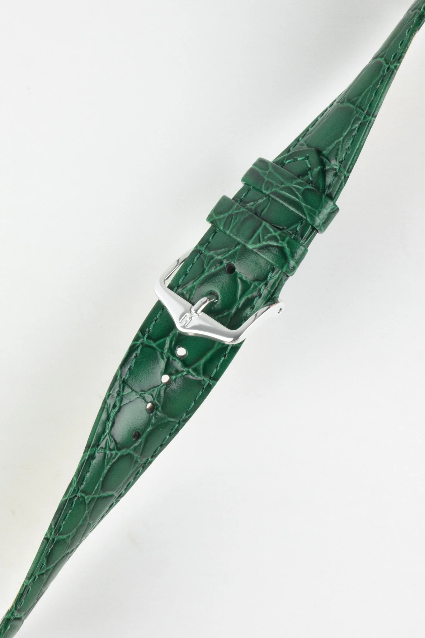 Hirsch CROCOGRAIN Crocodile Embossed Leather Watch Strap in GREEN - Image 5