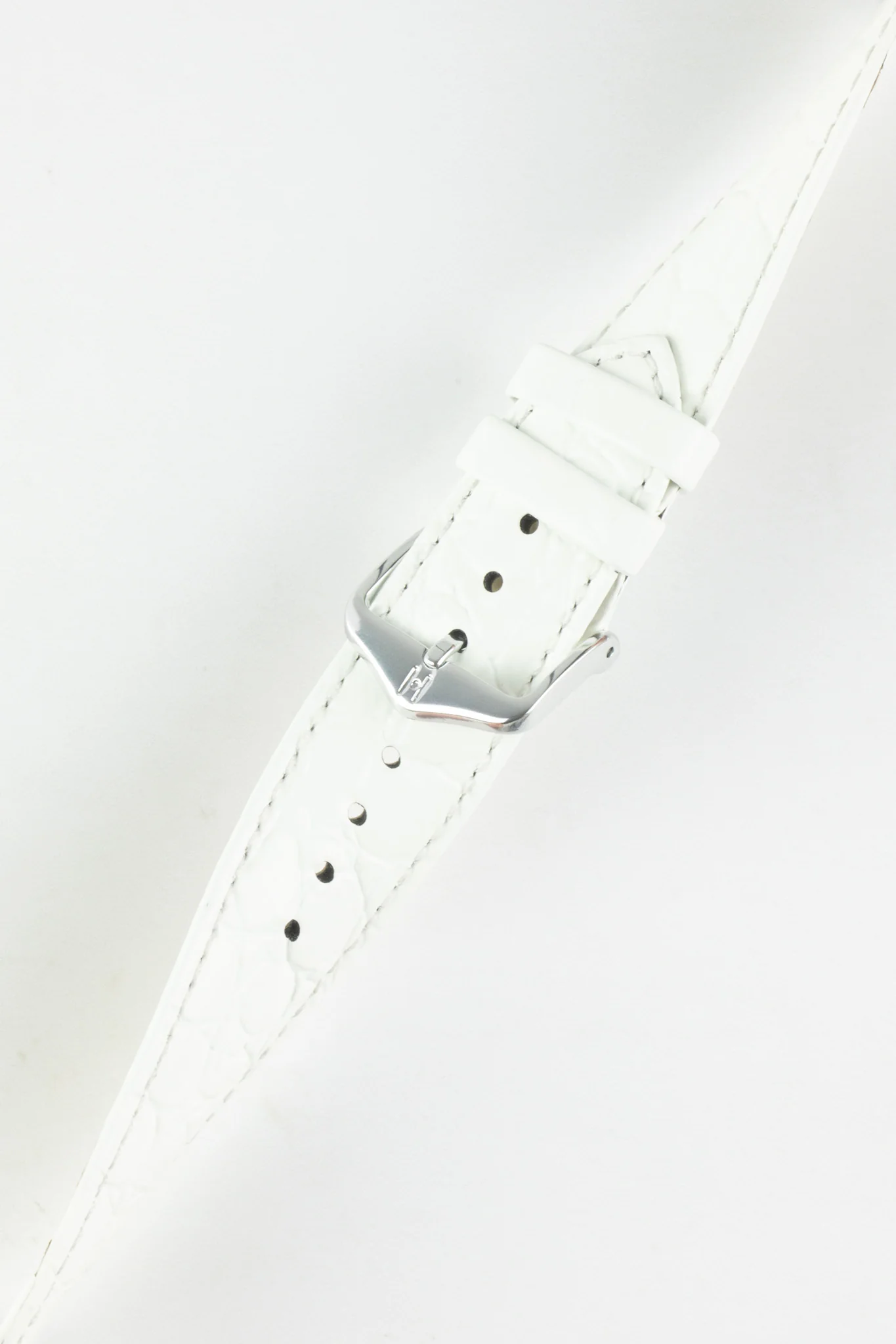 Hirsch CROCOGRAIN Crocodile Embossed Leather Watch Strap in WHITE - Image 5