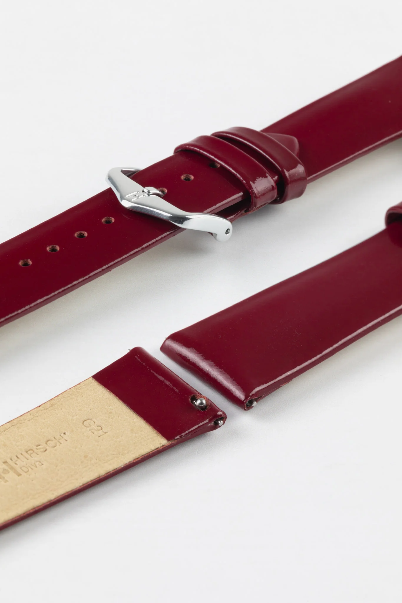 Hirsch DIVA Glossy Ladies Leather Watch Strap in MARSALA - Image 4