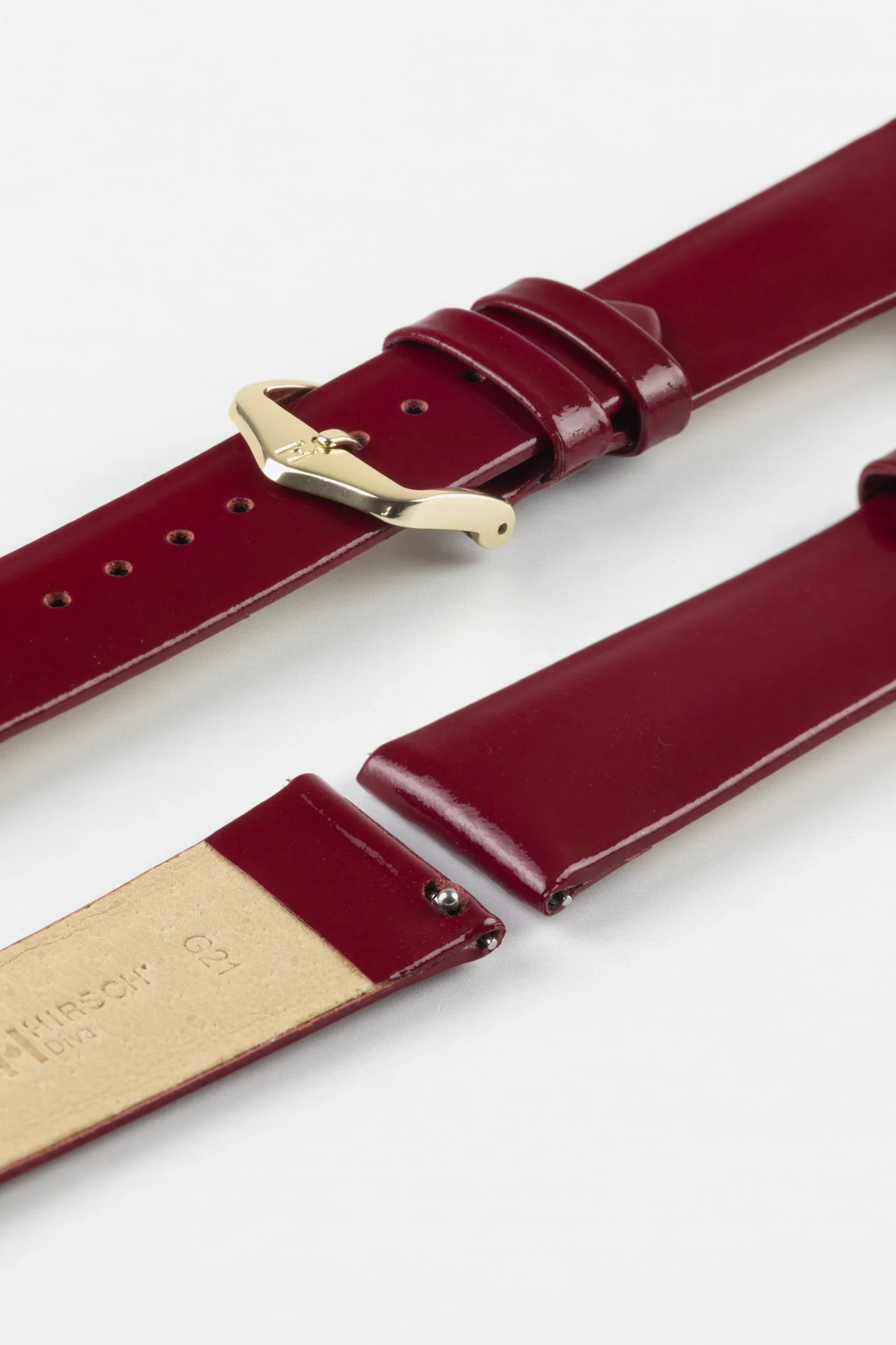 Hirsch DIVA Glossy Ladies Leather Watch Strap in MARSALA - Image 5