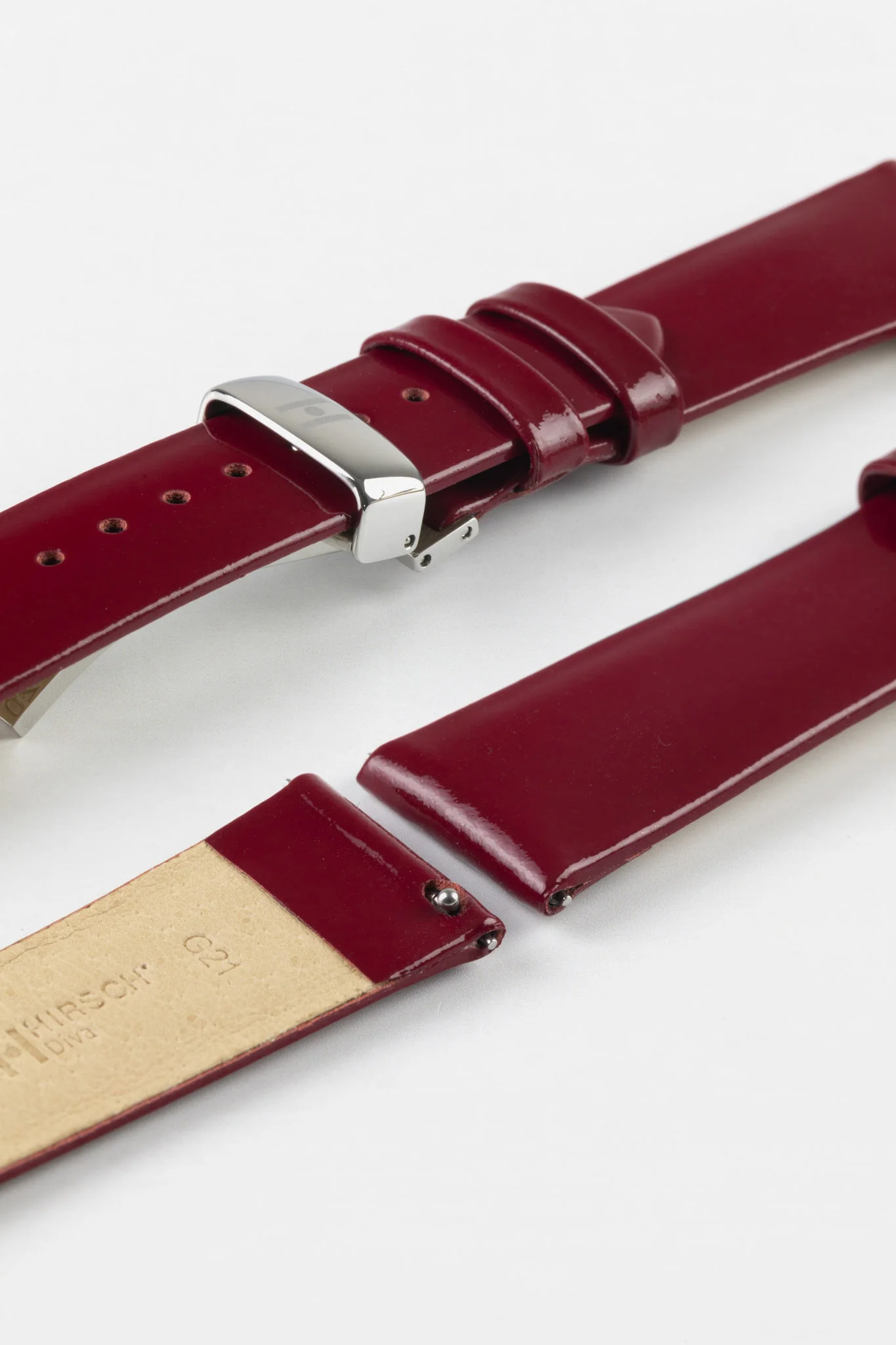Hirsch DIVA Glossy Ladies Leather Watch Strap in MARSALA - Image 6