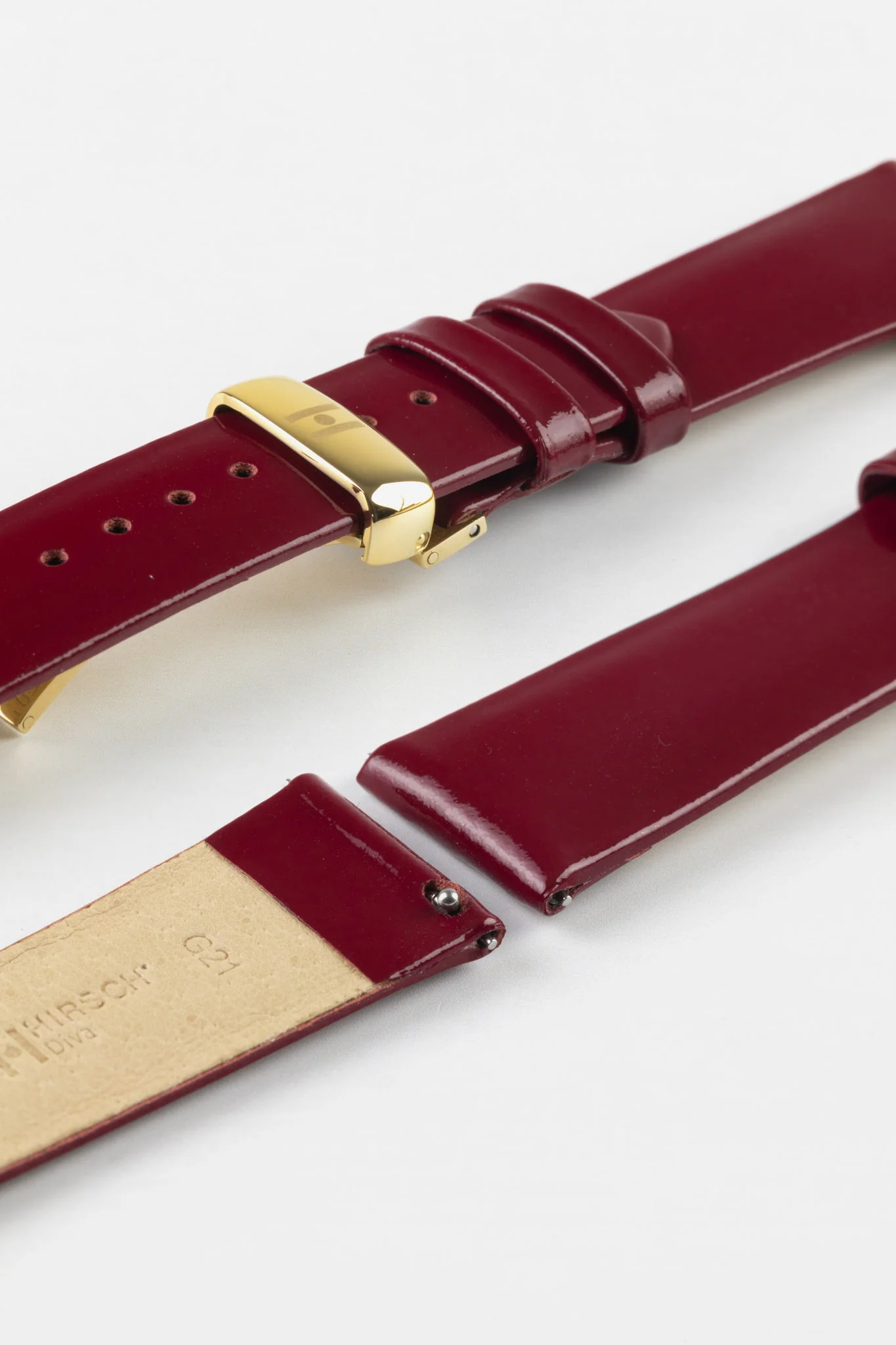 Hirsch DIVA Glossy Ladies Leather Watch Strap in MARSALA - Image 7