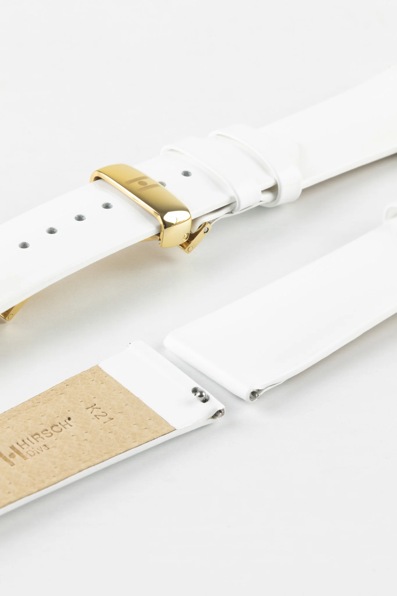 Hirsch DIVA Glossy Ladies Leather Watch Strap in WHITE - Image 7