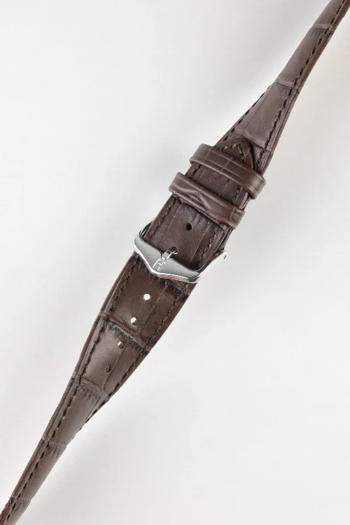 Hirsch DUKE Quick-Release Alligator Embossed Leather Watch Strap in BROWN - Image 5