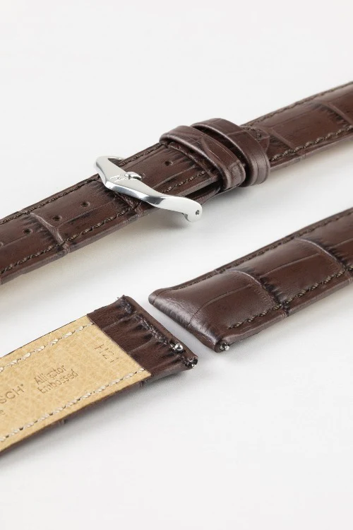 Hirsch DUKE Quick-Release Alligator Embossed Leather Watch Strap in BROWN - Image 7