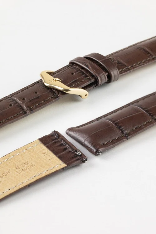 Hirsch DUKE Quick-Release Alligator Embossed Leather Watch Strap in BROWN - Image 8