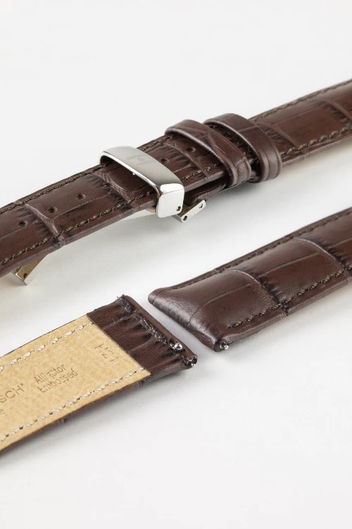 Hirsch DUKE Quick-Release Alligator Embossed Leather Watch Strap in BROWN - Image 9