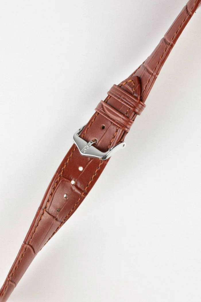 Hirsch DUKE Quick-Release Alligator Embossed Leather Watch Strap in GOLD BROWN - Image 5