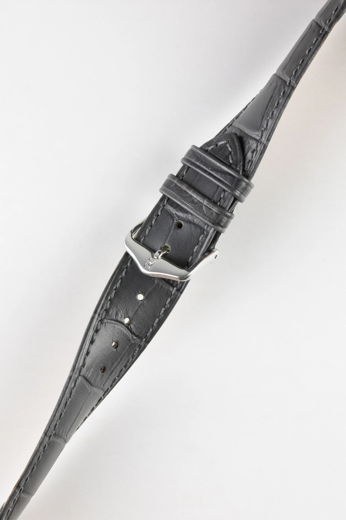 Hirsch DUKE Quick-Release Alligator Embossed Leather Watch Strap in GREY - Image 5