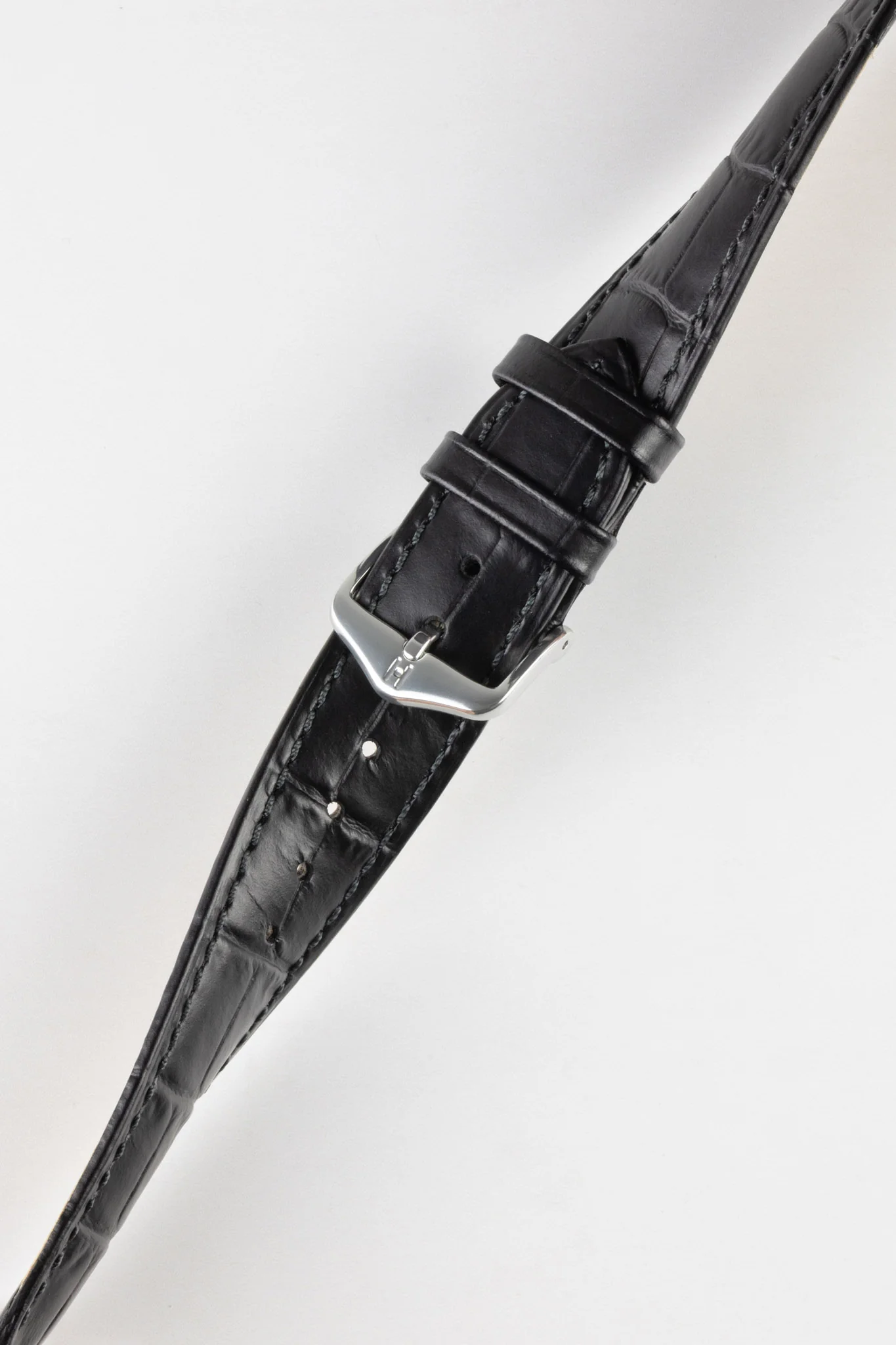 Hirsch DUKE NQR Alligator Embossed Leather Watch Strap - BLACK - Image 5