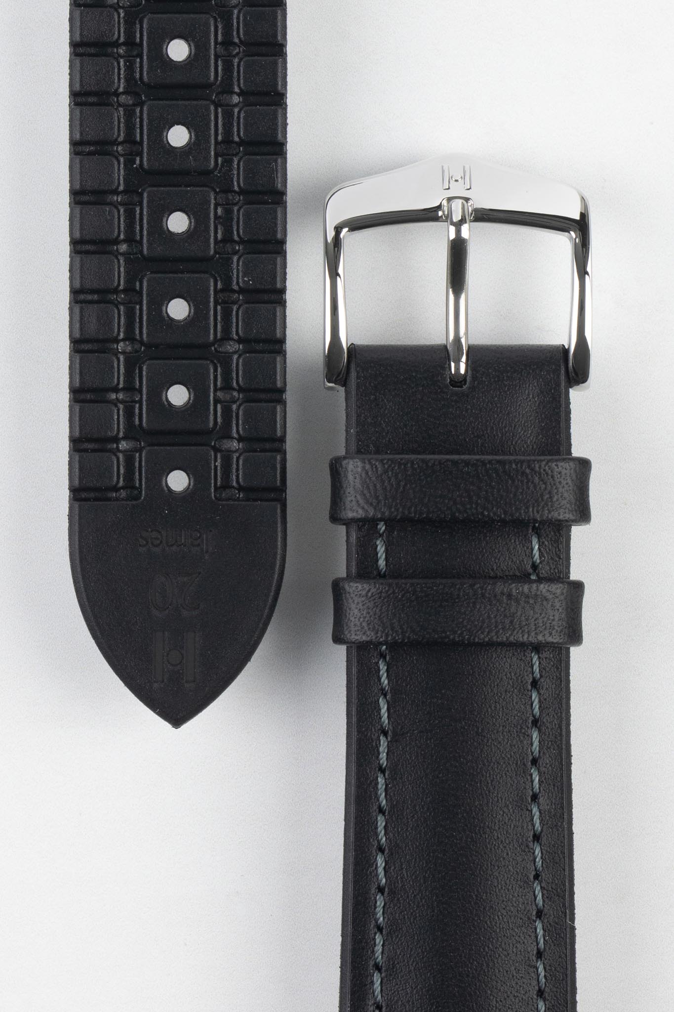 Hirsch JAMES Calf Leather Performance Watch Strap in BLACK - Image 3