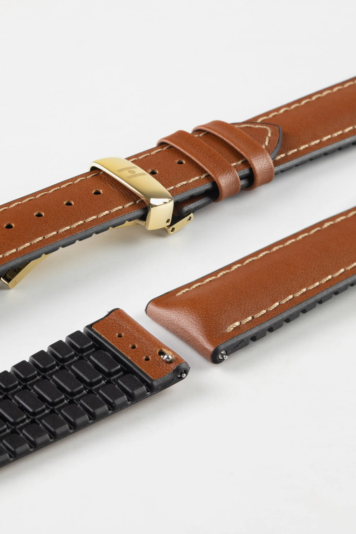 Hirsch JAMES Calf Leather Performance Watch Strap in GOLD BROWN - Image 12
