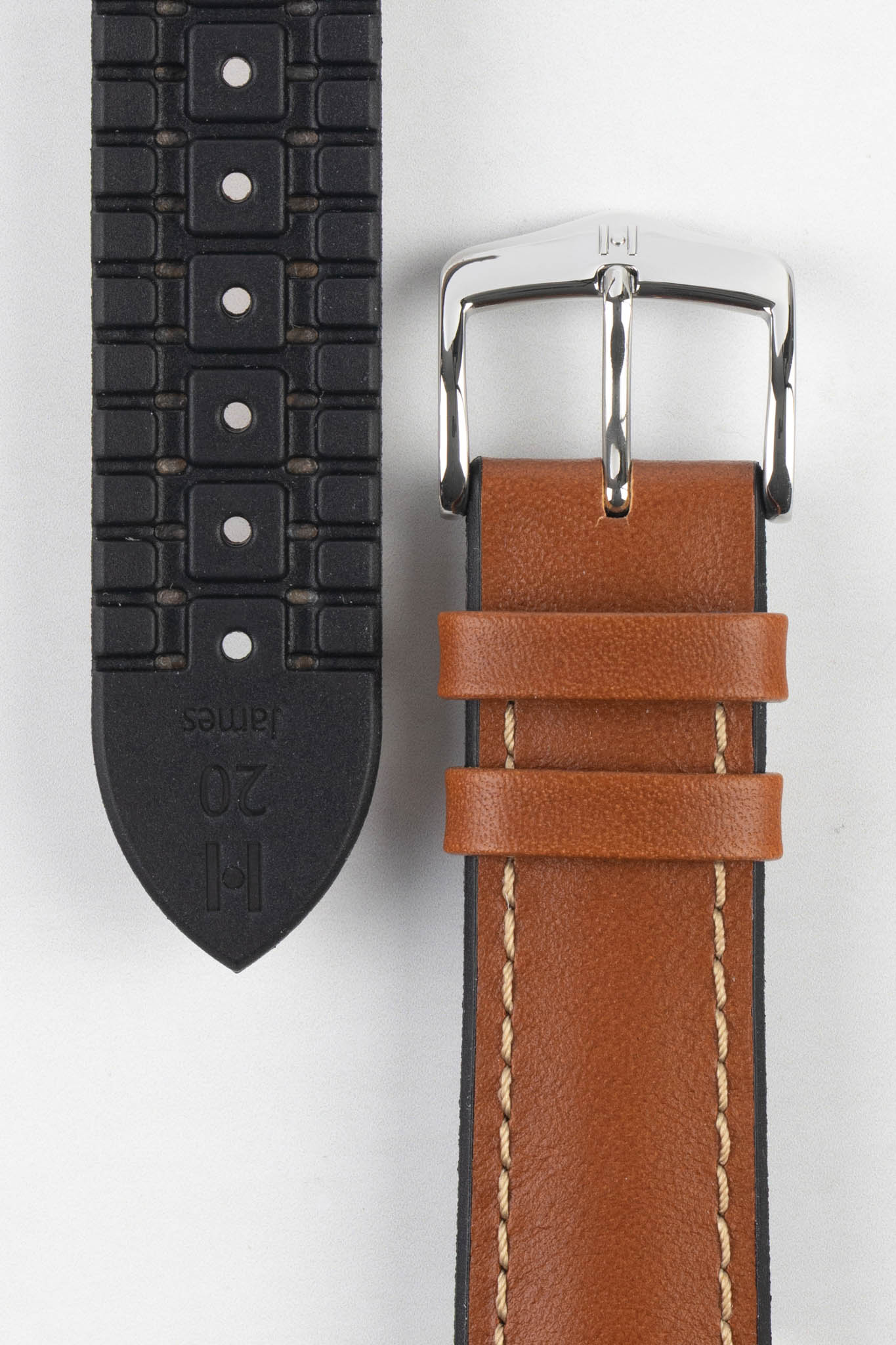 Hirsch JAMES Calf Leather Performance Watch Strap in GOLD BROWN - Image 3
