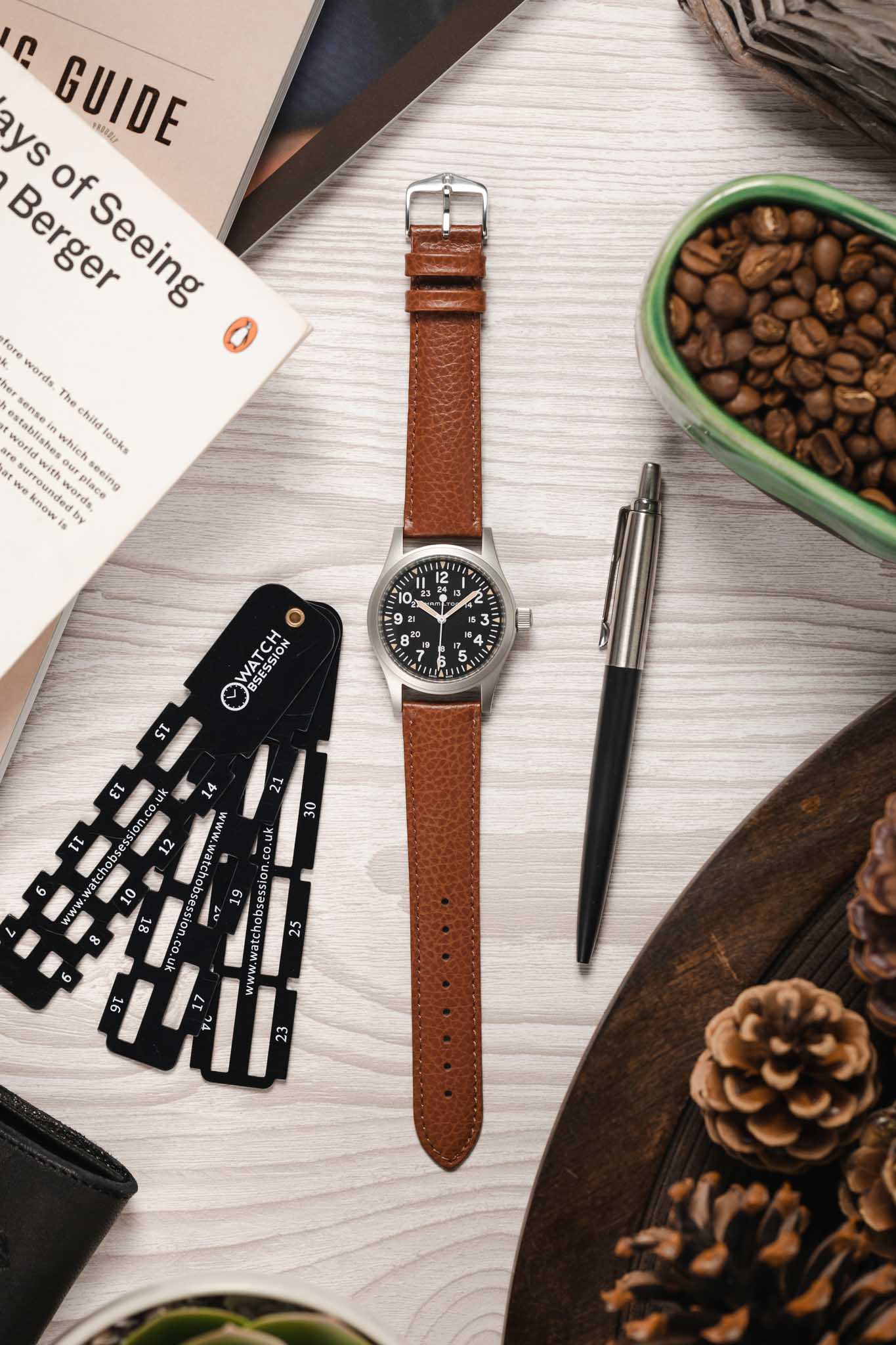 Hirsch KANSAS Buffalo Embossed Calf Leather in GOLD BROWN - Image 6