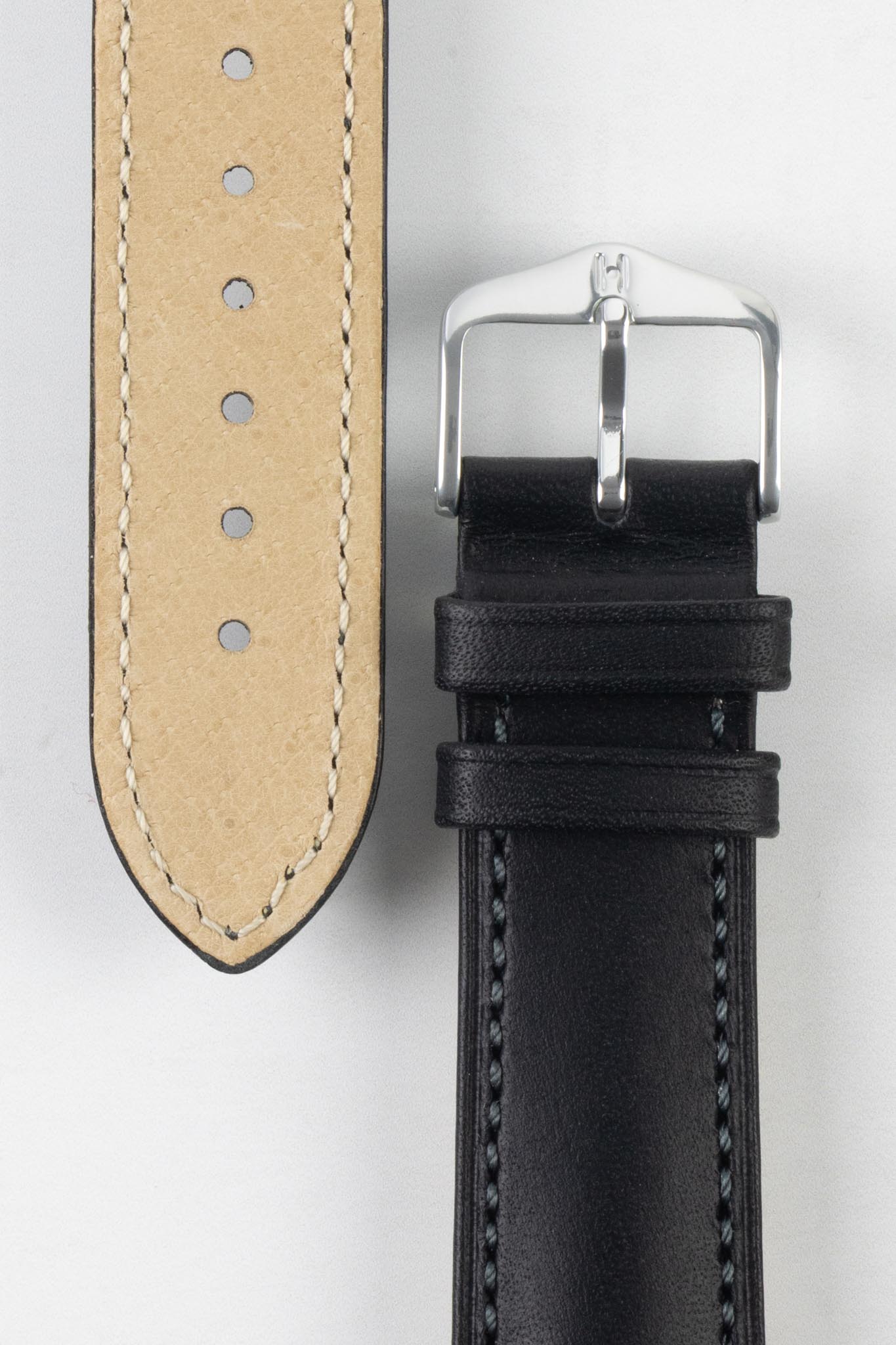 Hirsch KENT Textured Natural Leather Watch Strap in BLACK - Image 3