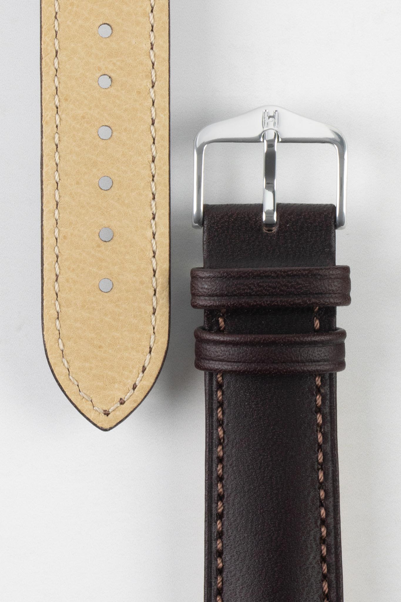 Hirsch KENT Textured Natural Leather Watch Strap in BROWN - Image 3