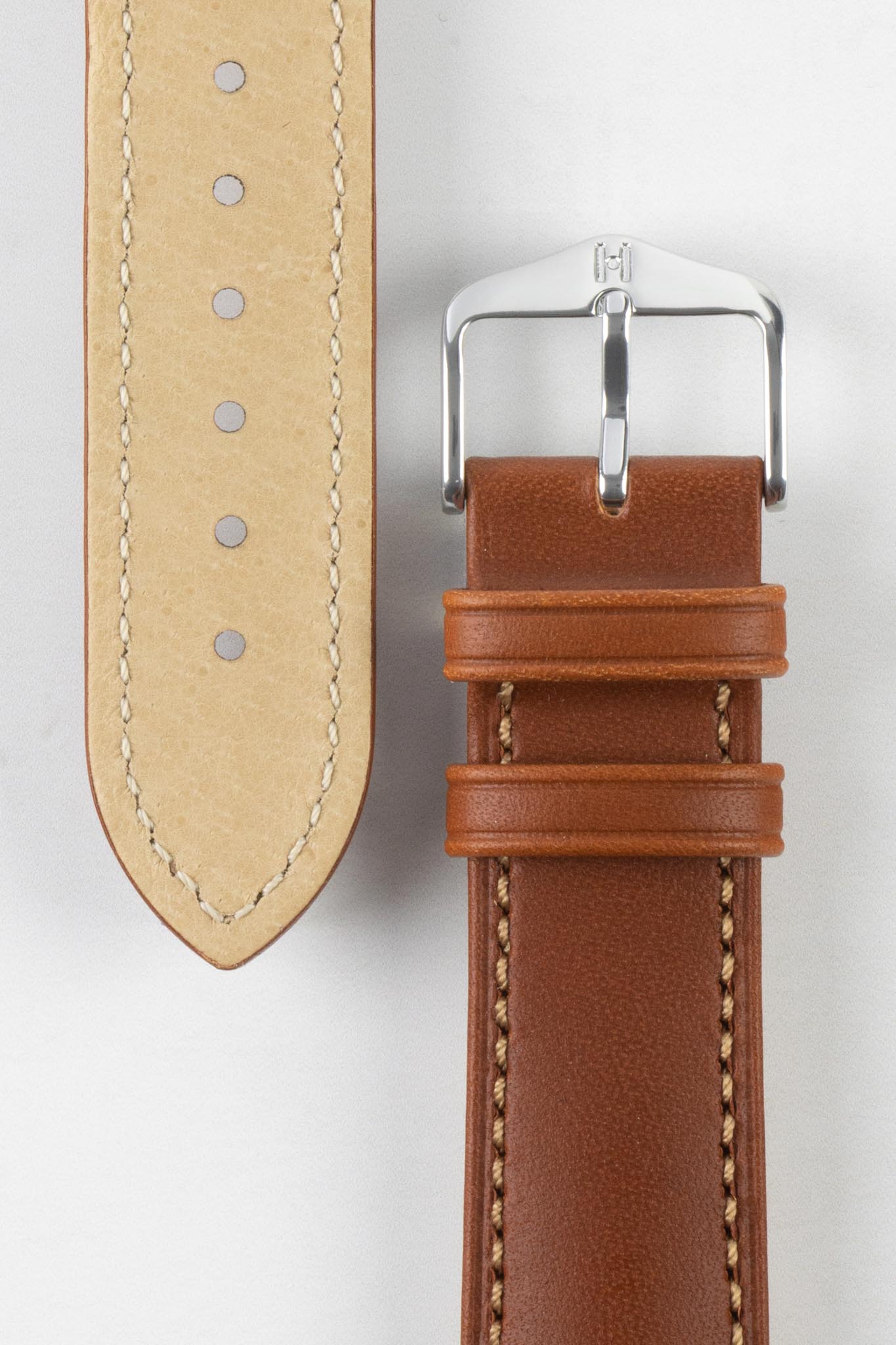 Hirsch KENT Textured Natural Leather Watch Strap in GOLD BROWN - Image 3