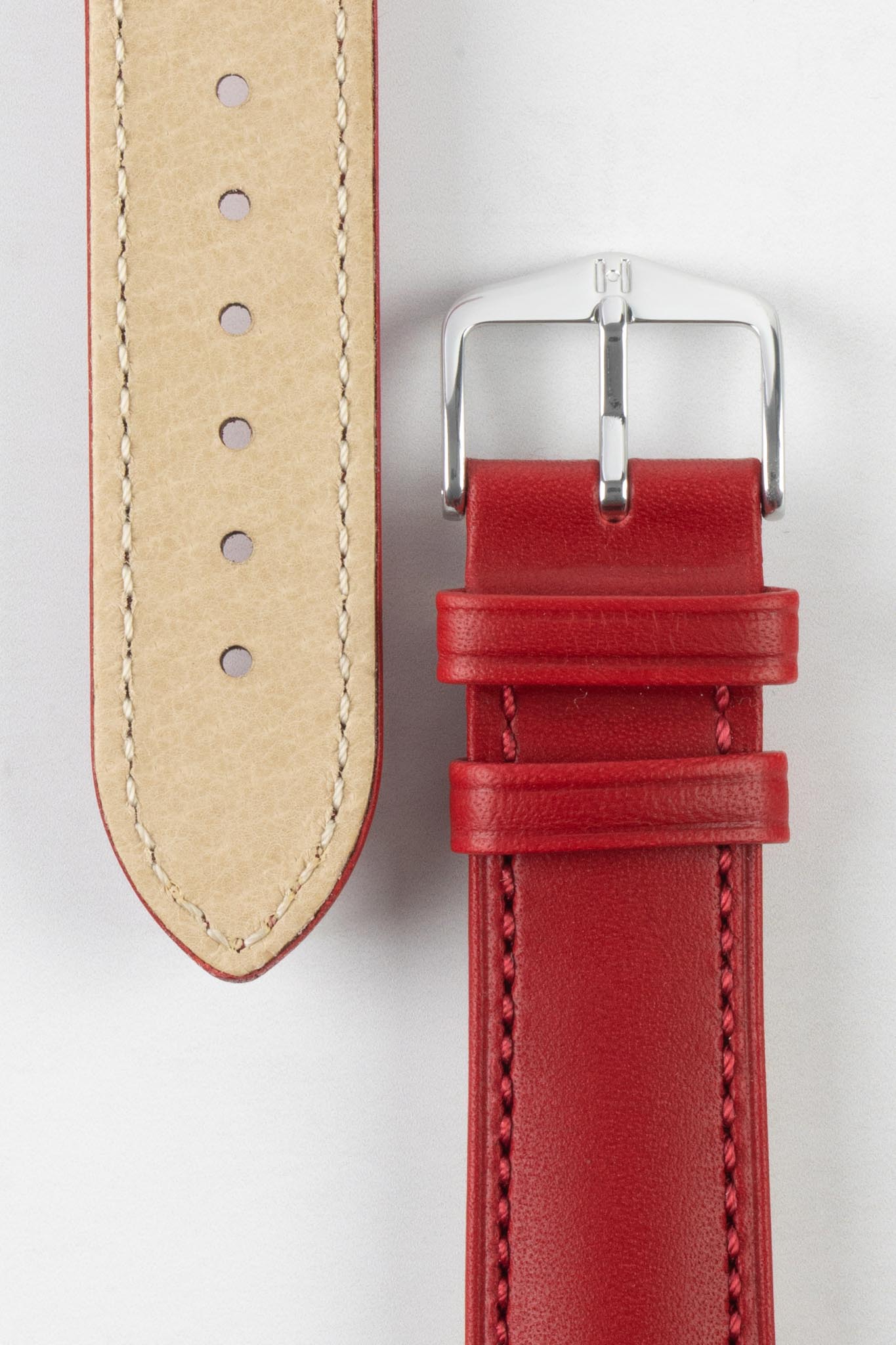 Hirsch KENT Textured Natural Leather Watch Strap in RED - Image 3