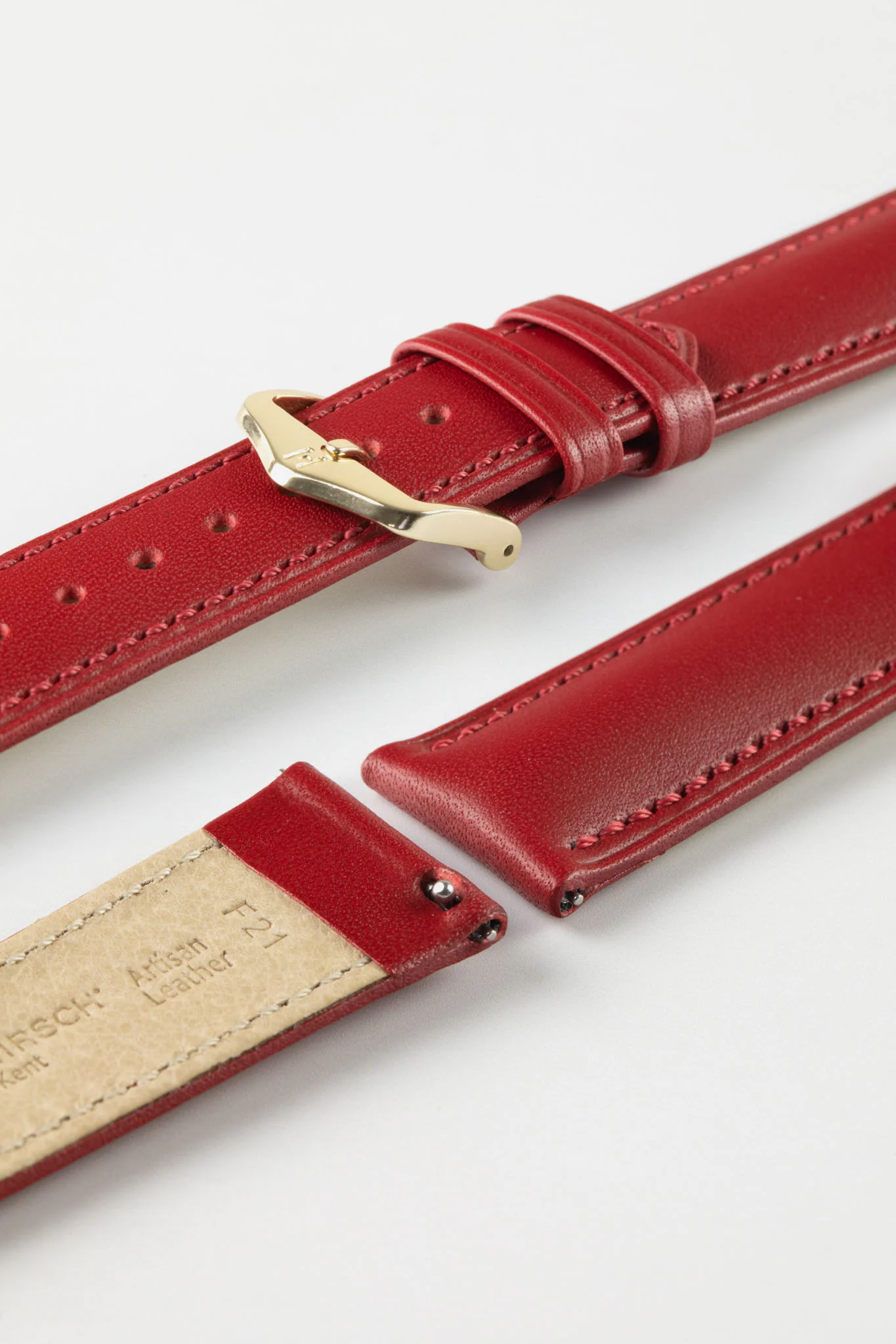 Hirsch KENT Textured Natural Leather Watch Strap in RED - Image 8