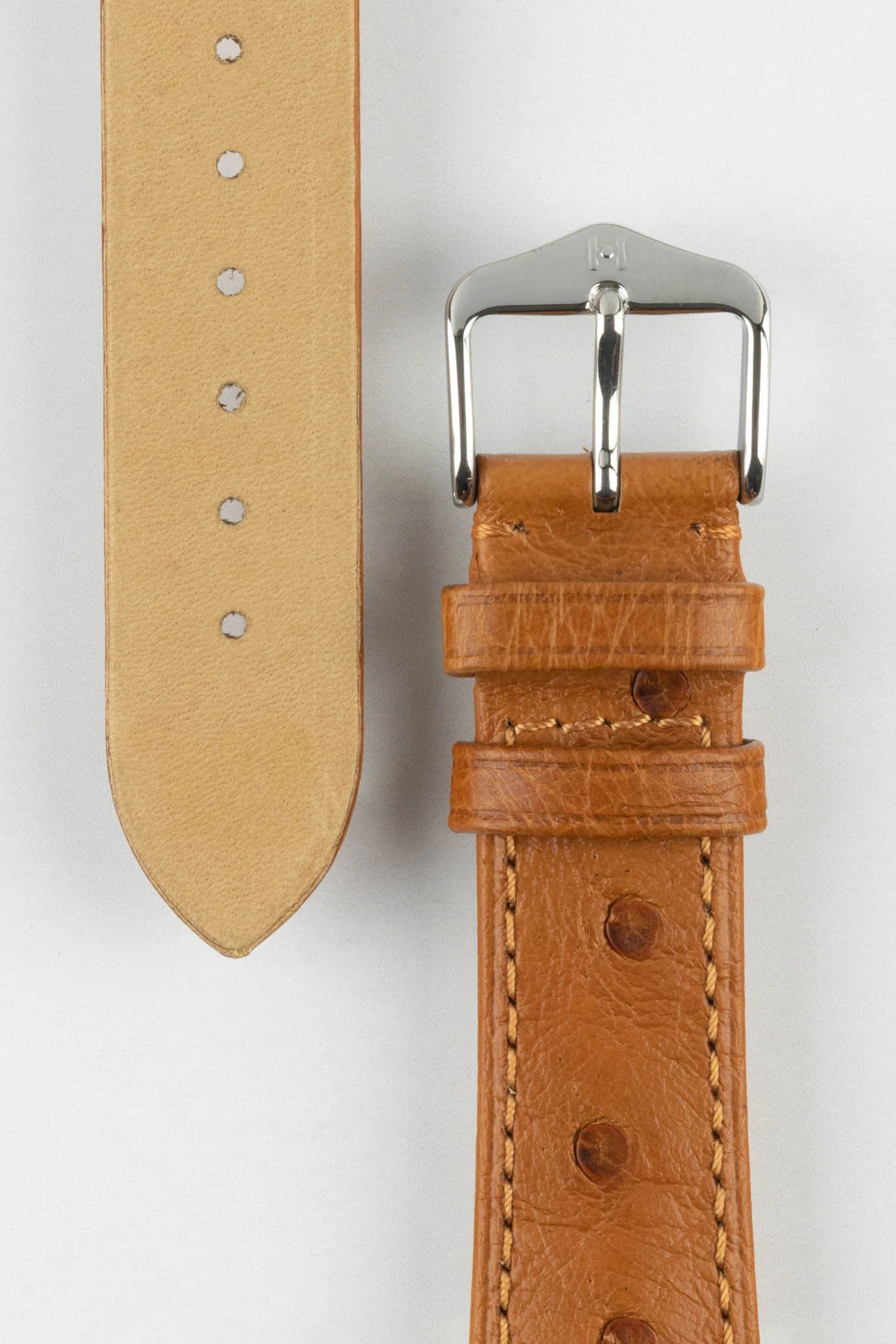 Hirsch MASSAI OSTRICH Leather Watch Strap in GOLD BROWN - Image 3