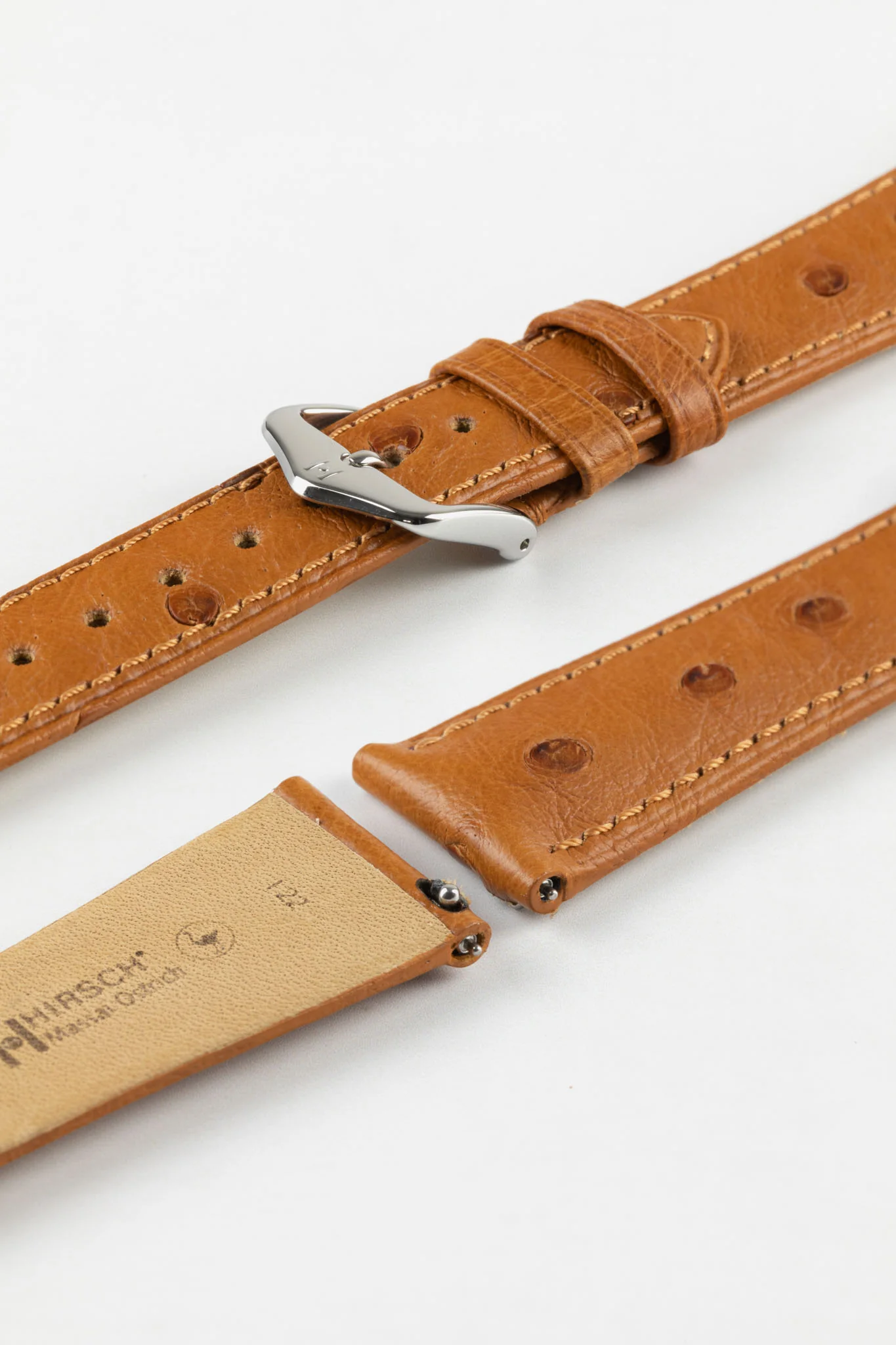 Hirsch MASSAI OSTRICH Leather Watch Strap in GOLD BROWN - Image 7