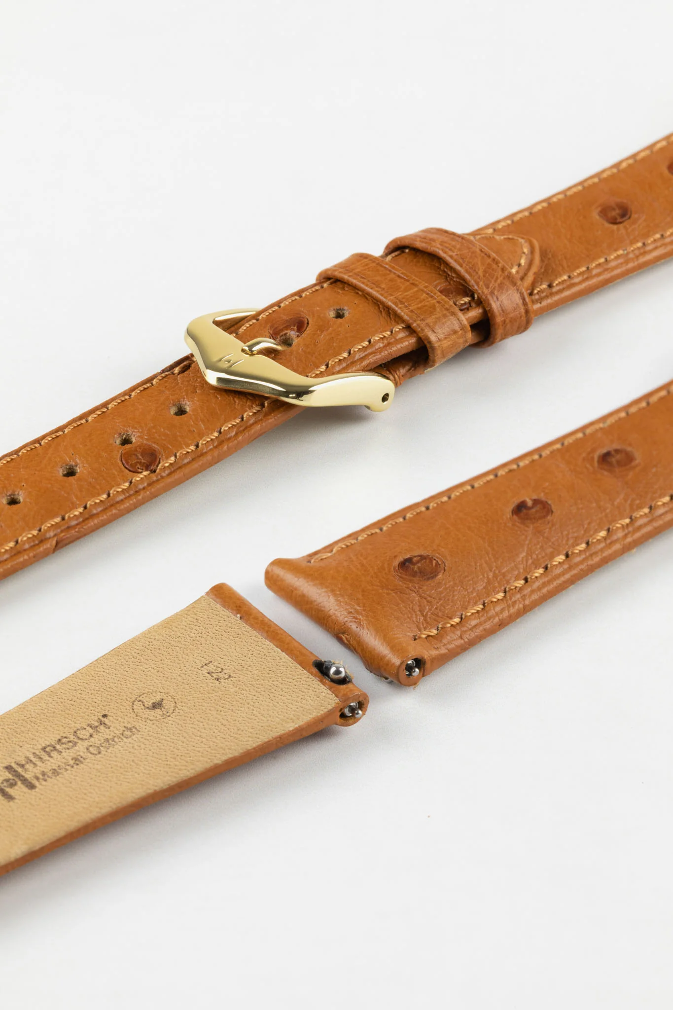 Hirsch MASSAI OSTRICH Leather Watch Strap in GOLD BROWN - Image 8
