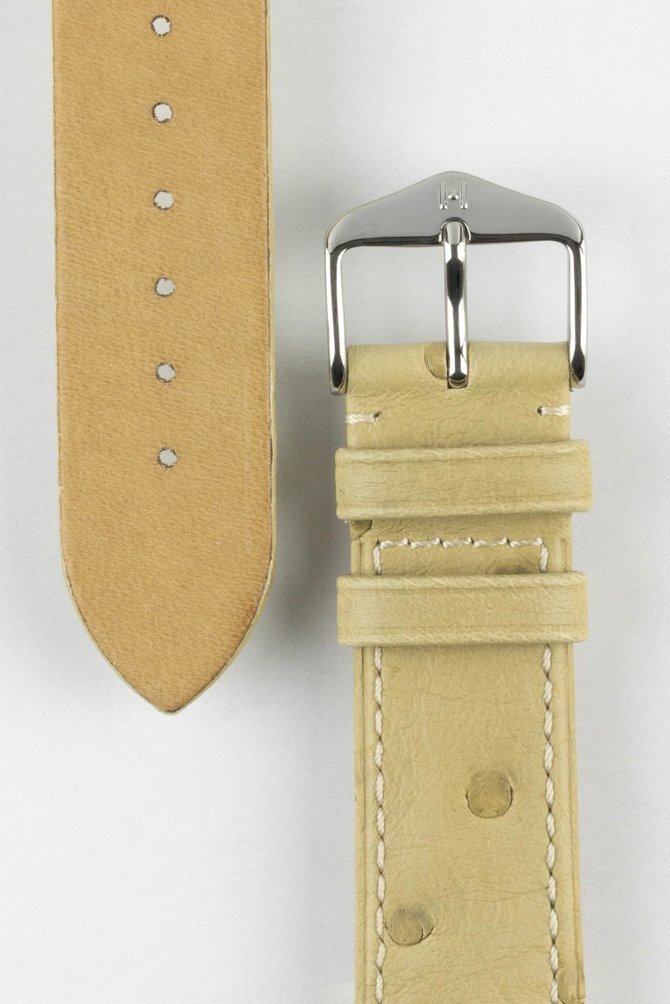 Hirsch MASSAI OSTRICH Leather Watch Strap in BEIGE - Image 3