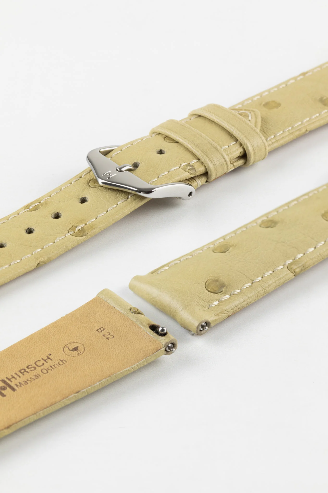 Hirsch MASSAI OSTRICH Leather Watch Strap in BEIGE - Image 7